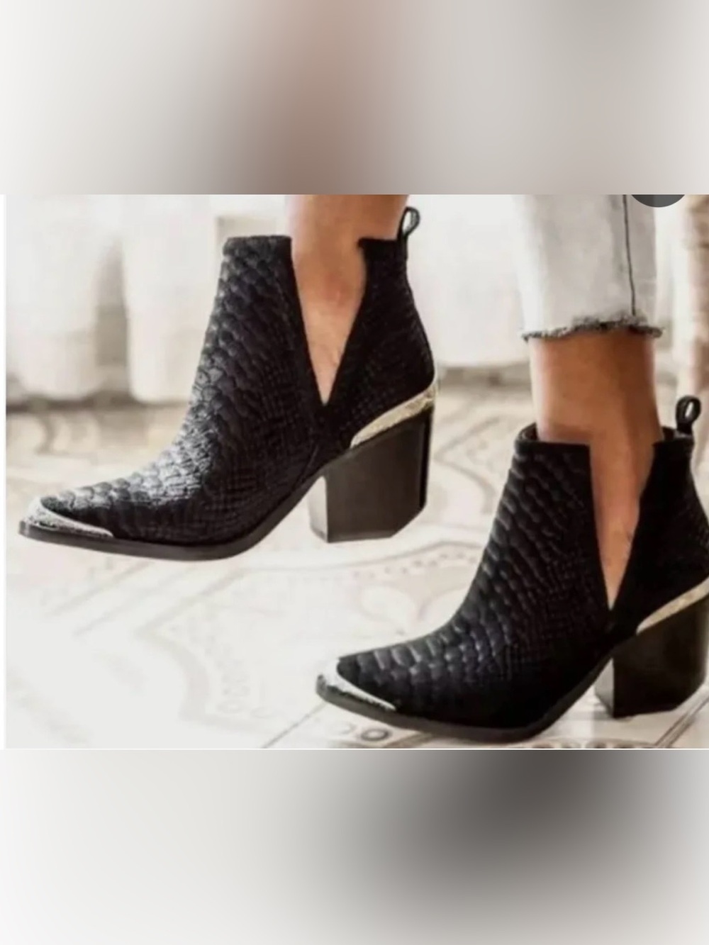 Jeffrey Campbell Cromwell bootie black suede snake size 8 - Picture 16 of 16